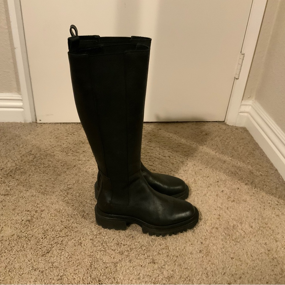 All Saints Black Knee-High Leather Boots